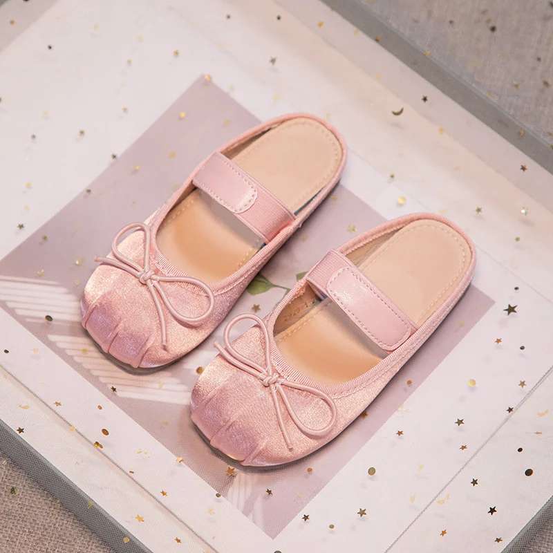 Baby Girls Beautiful Casual Soft Cartoon Bow Flat Sandals Breathable Student Cute Comfortable Hollow Elegant Kids Daily Summer