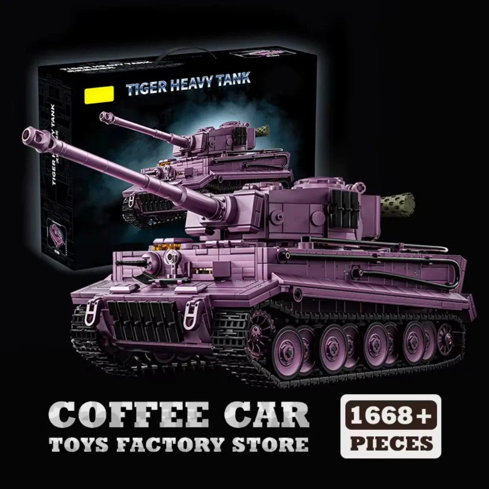 Vehículo blindado militar de la Segunda Guerra Mundial, tanque pesado de tigre, modelo de bloques de construcción, juguete creativo adecuado para niños y adultos
