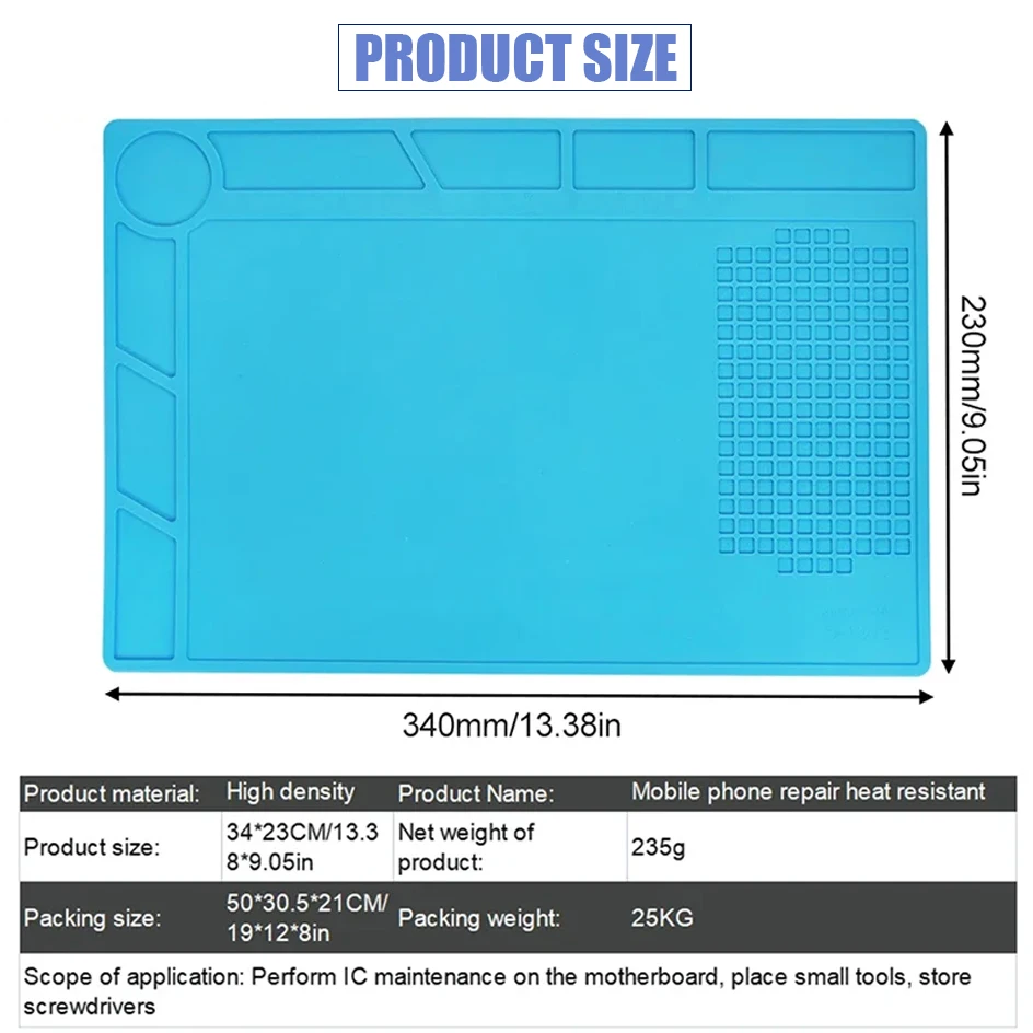 Imagem -06 - Esteira de Solda de Silicone Antiestática Resistente ao Calor Esd Esteira de Trabalho de Isolamento Kit de Estação de Solda Silicone Repair Pad Plataforma de Manutenção