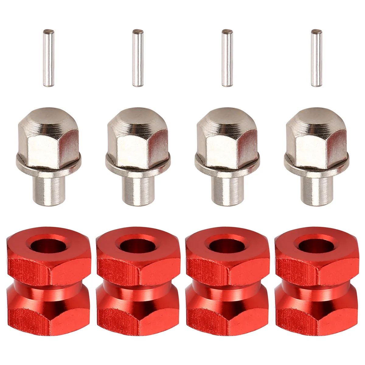 جديد 4 قطعة 12 مللي متر عرافة محور عجلات محرك محول 12 مللي متر تمديد الموحد المقرنة ل 1/10 RC سيارة الزاحف SCX10 D90 ، الأحمر