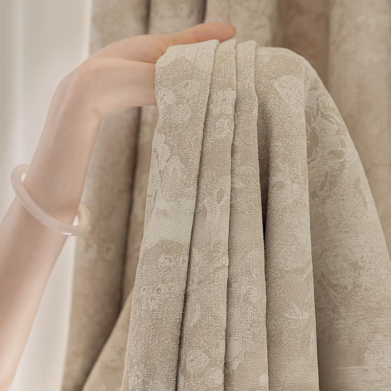 Chenille Living Room Curtains Thermal 85-95% Blackout Curtains for Bedroom Customize Size Accept Room Curtains