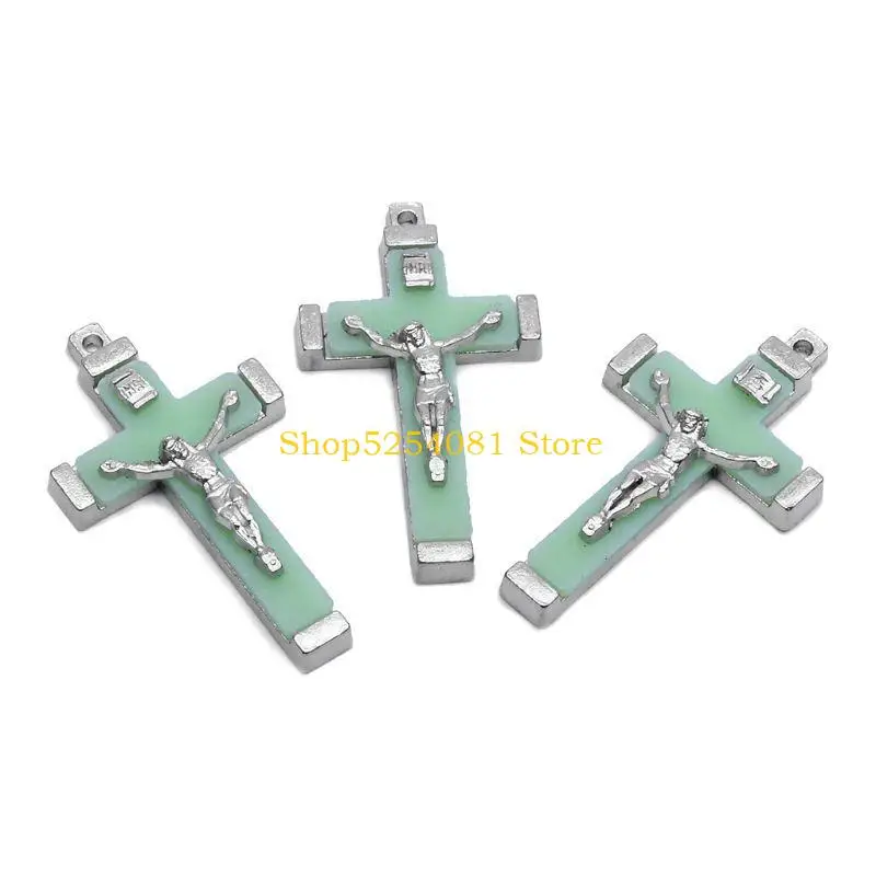 Afbeelding 4: AXYC 5x Metalen Christus Jezus voor Kruis Lichtgevende Glow Hanger Kruisbeeld Ornam