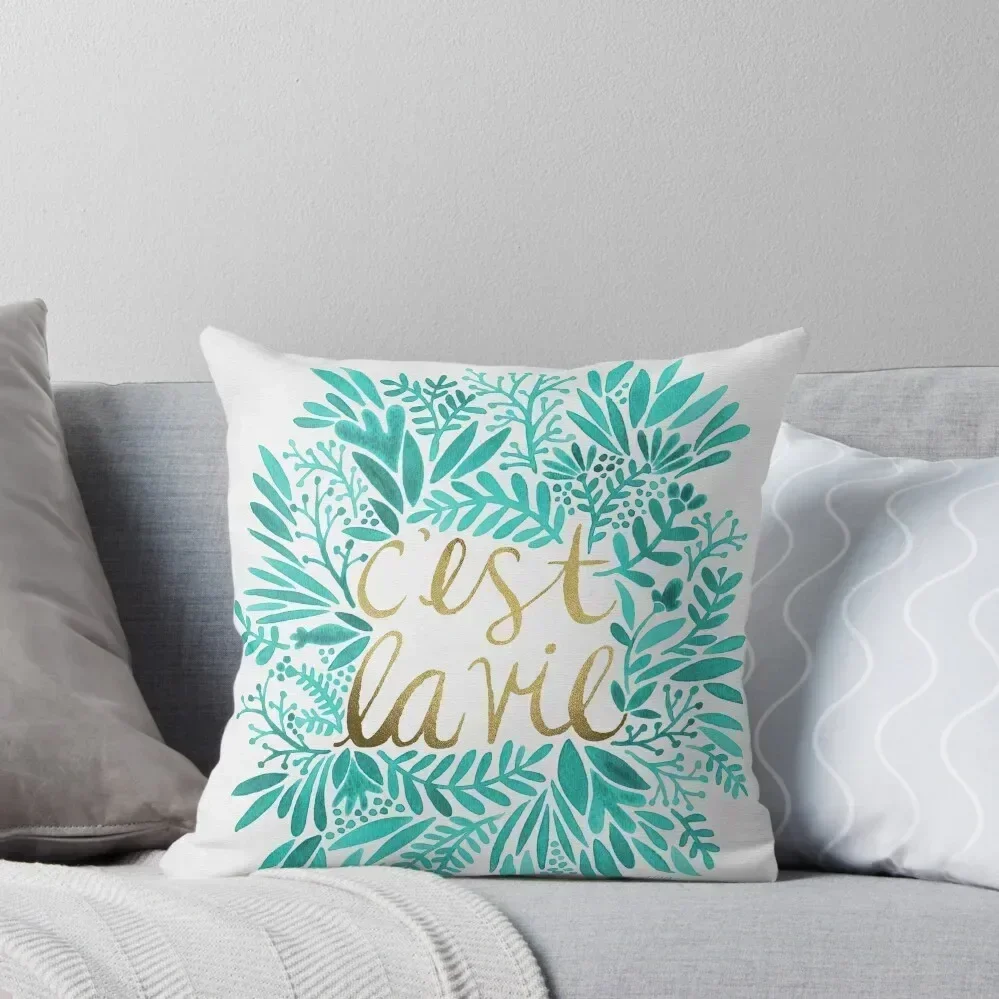

That's Life – Turquoise & Gold Throw Pillow Christmas Pillow Cases Decorative Cushion Cover Luxury Pillow Case