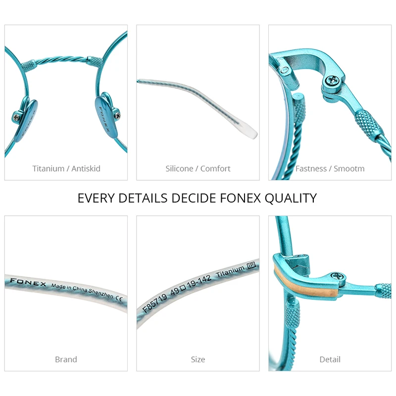FONEX التيتانيوم النظارات الإطار النساء العلامة التجارية تصميم الرجعية النظارات المستديرة الرجال خمر اليابانية مخصص خفيفة النظارات 719