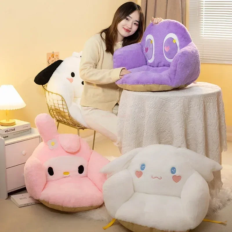Sanrio Cartoon Cinnamoroll Winter Plush Half Surrounded Black Kuromi Cushion Backrest Dormitory Office Non-slip Chair Cushion image 3