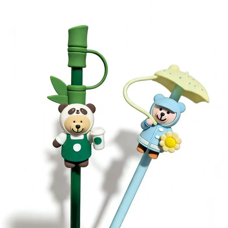 

Kawaii Bear Straw Stopper Silicone Cute Straw Cover For Tumbler Drinking Charm Decoration Cover For 8mm Straws 1 PC