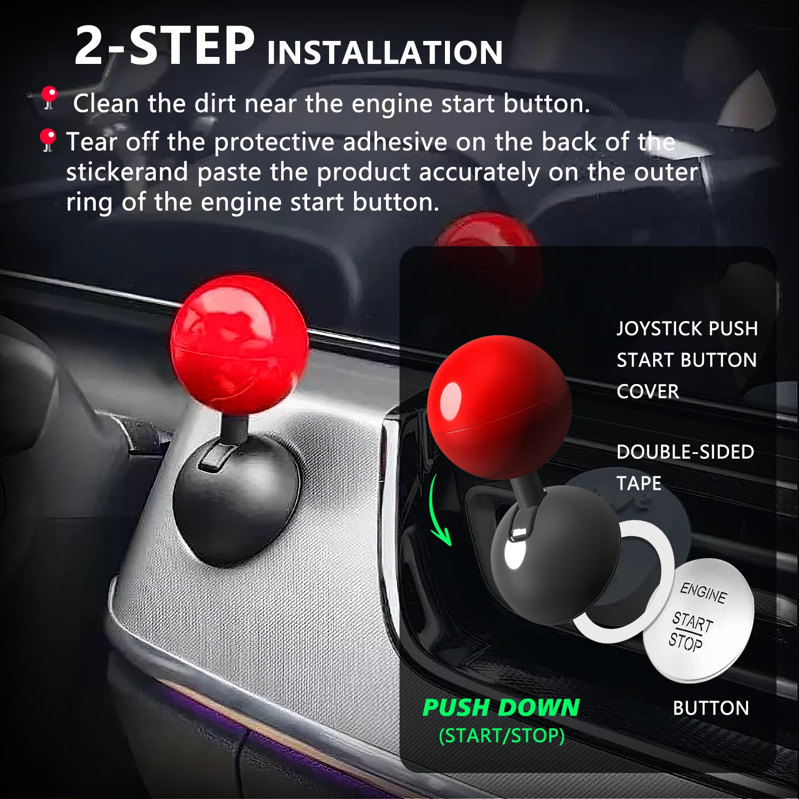 Metal Start Button Push Start Auto Ignition Button Cover Automotive One-Touch Button Rocker Car Engine Push Start Stop Lever