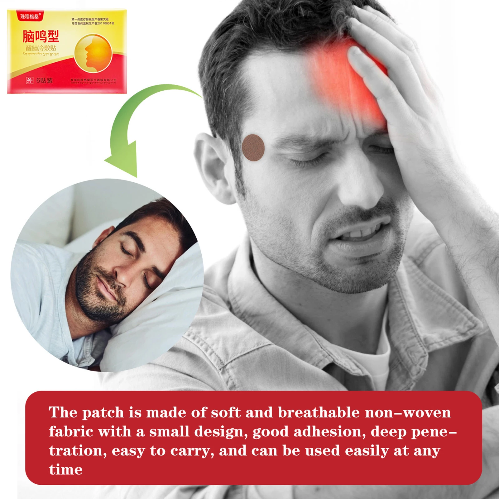 6pcs Headache Relief Patch Head Pain Migraine Treat Plaster Anti Stress Relax Physiotherapy Sticker Dizziness Care  Patches