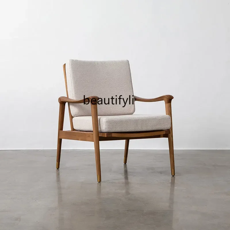 

Одиночное кресло из цельного дерева, современный минималистичный дизайнерский отель, проживание в семье, гостиная, тканевое кресло для отдыха