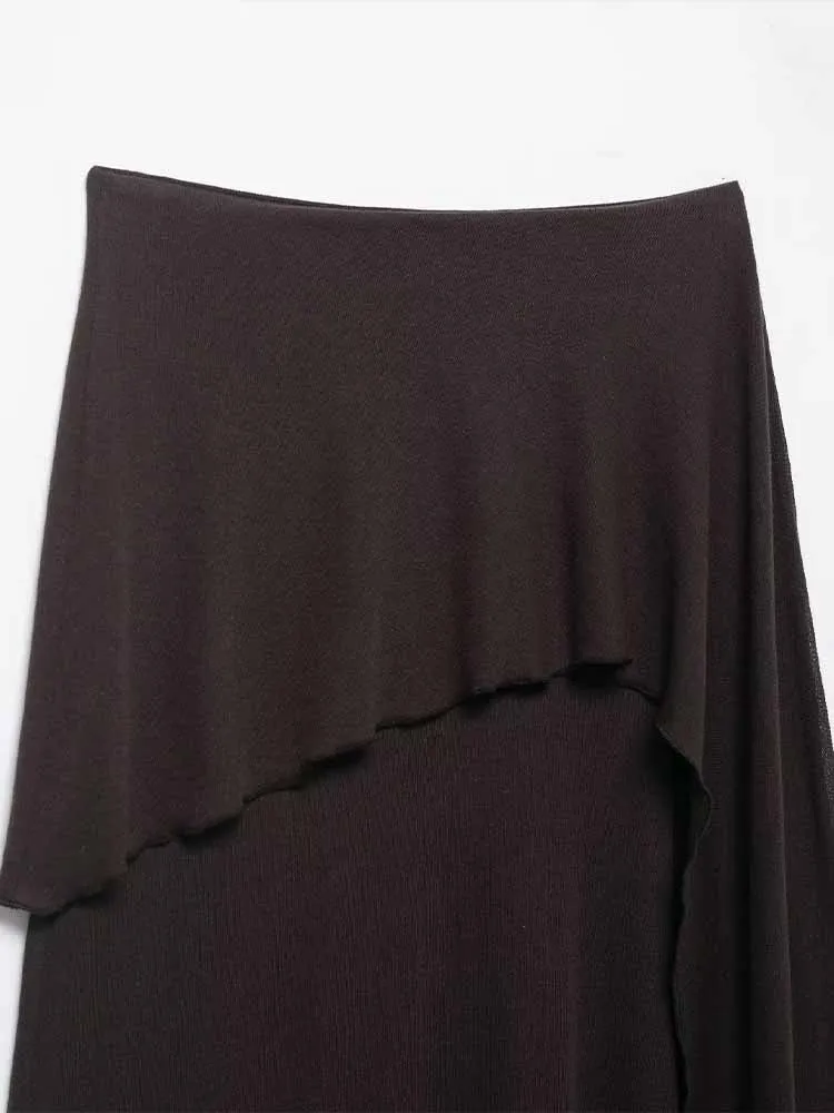 กระโปรงทรงเอ midi ผ่าข้าง เอวสูง สไตล์ยุโรปและอเมริกา รุ่นใหม่ล่าสุดสำหรับฤดูใบไม้ร่วง ดีไซน์ทันสมัย เรียบง่าย ใส่ได้หลากหลาย ผ้าเนื้อนุ่ม