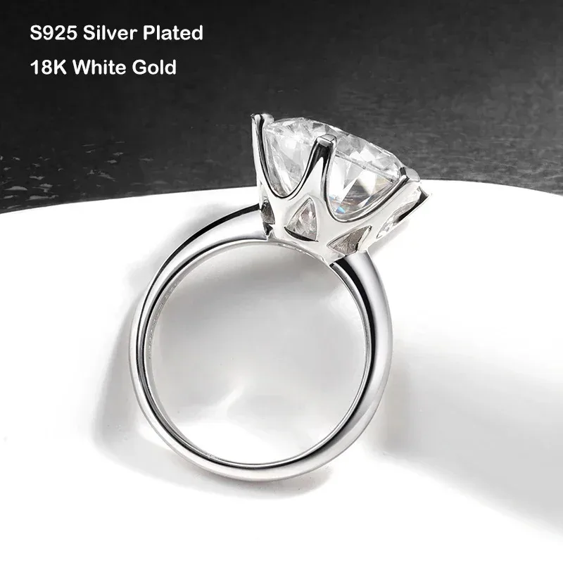 TUES Cincin Pertunangan Moissanite 0.5-10CT D Warna Solitaire GRA Bersertifikat Perak 925 Cincin Pengantin Pernikahan untuk Wanita