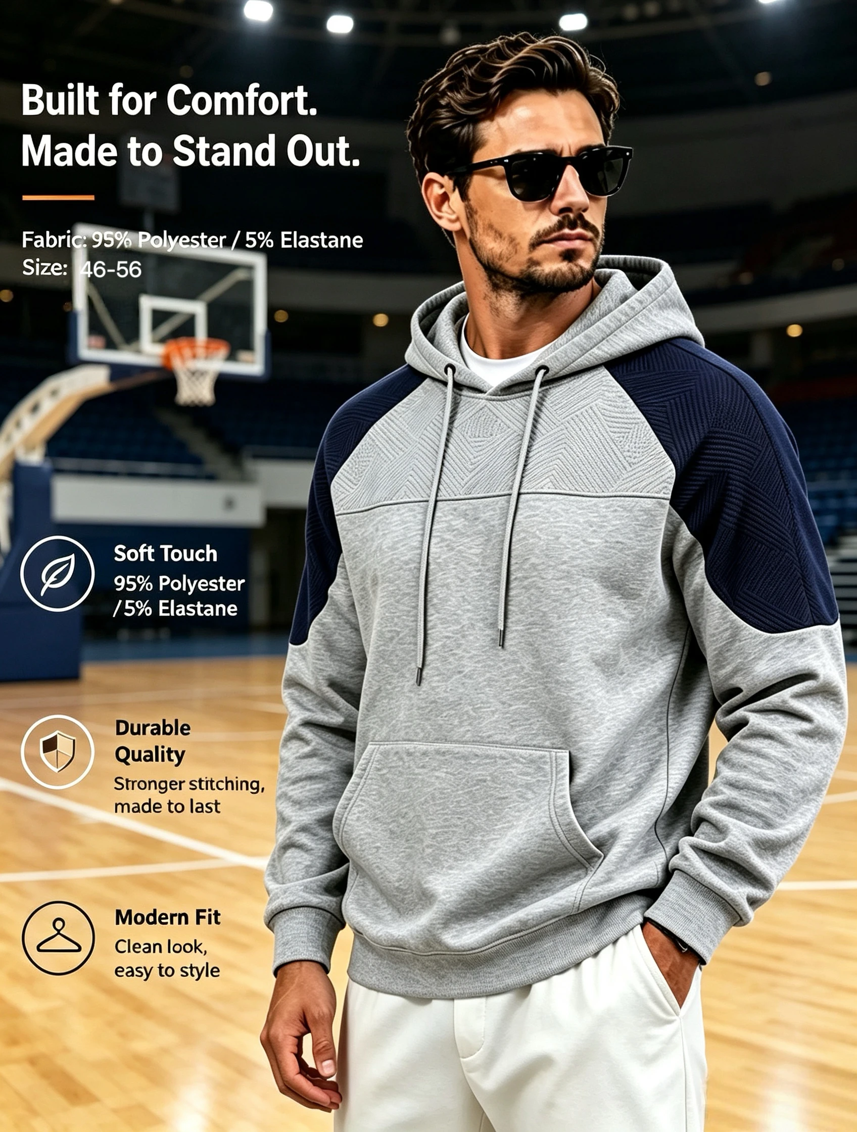 Men Contrast Splicing Raglan Hoodie, Color Block Pullover Sweatshirt Kangaroo Pocket Casual Tops