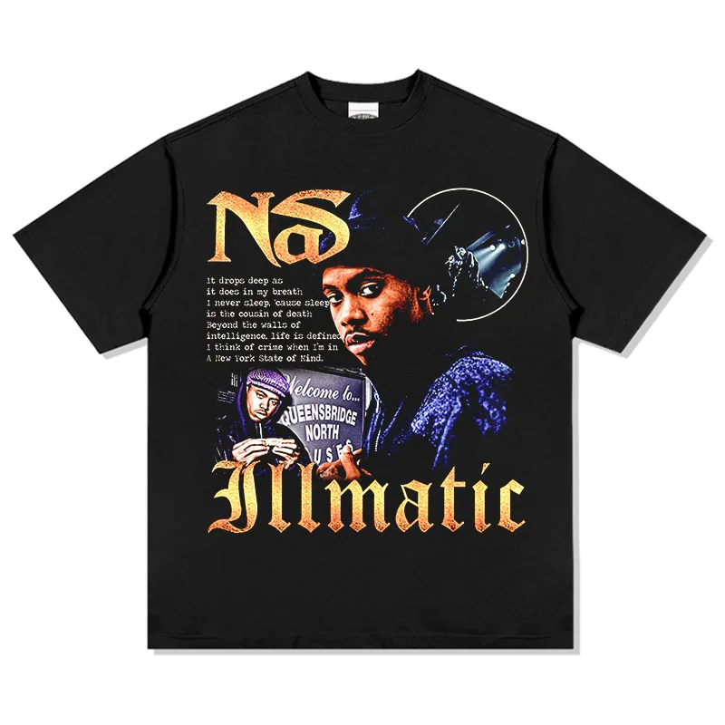 Nas Illmatic Graphic T-Shirt Men's & Women's Oversized Cotton Comfortable Classic Rap Fashion Crew Neck Short Sleeve Tee