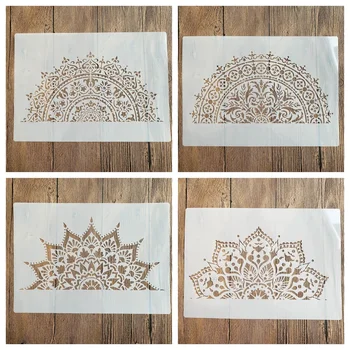 4pcs/set A4  Mandala Stencils Painting Coloring Embossing Scrapbook Album Decorative Template cake stencil paris decorations