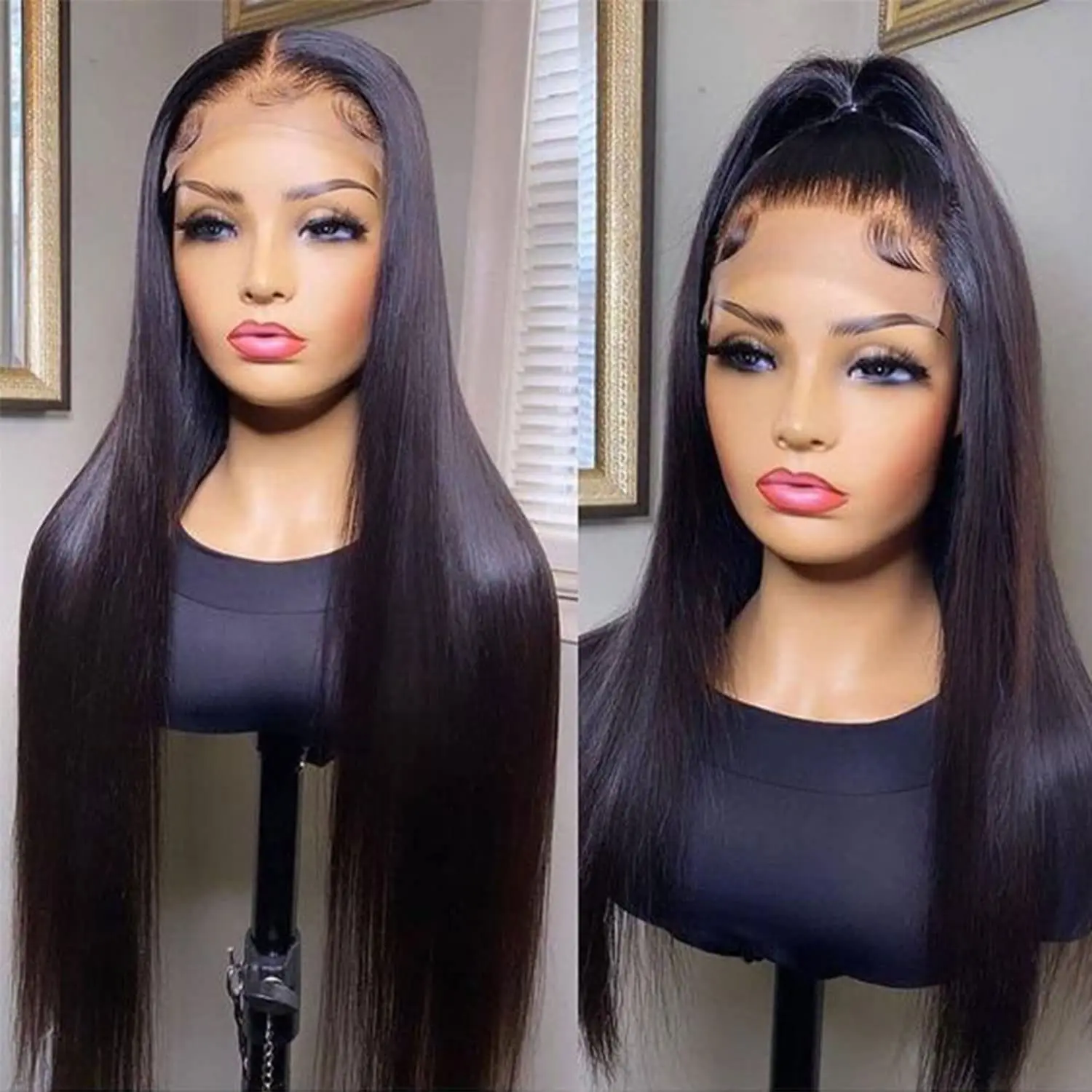 Brazilian 30 38 Inch 180 Density Frontal Wig For Black Women Wigs Human Hair 13x6 Bone Straight HD Transparent Lace Front Wigs