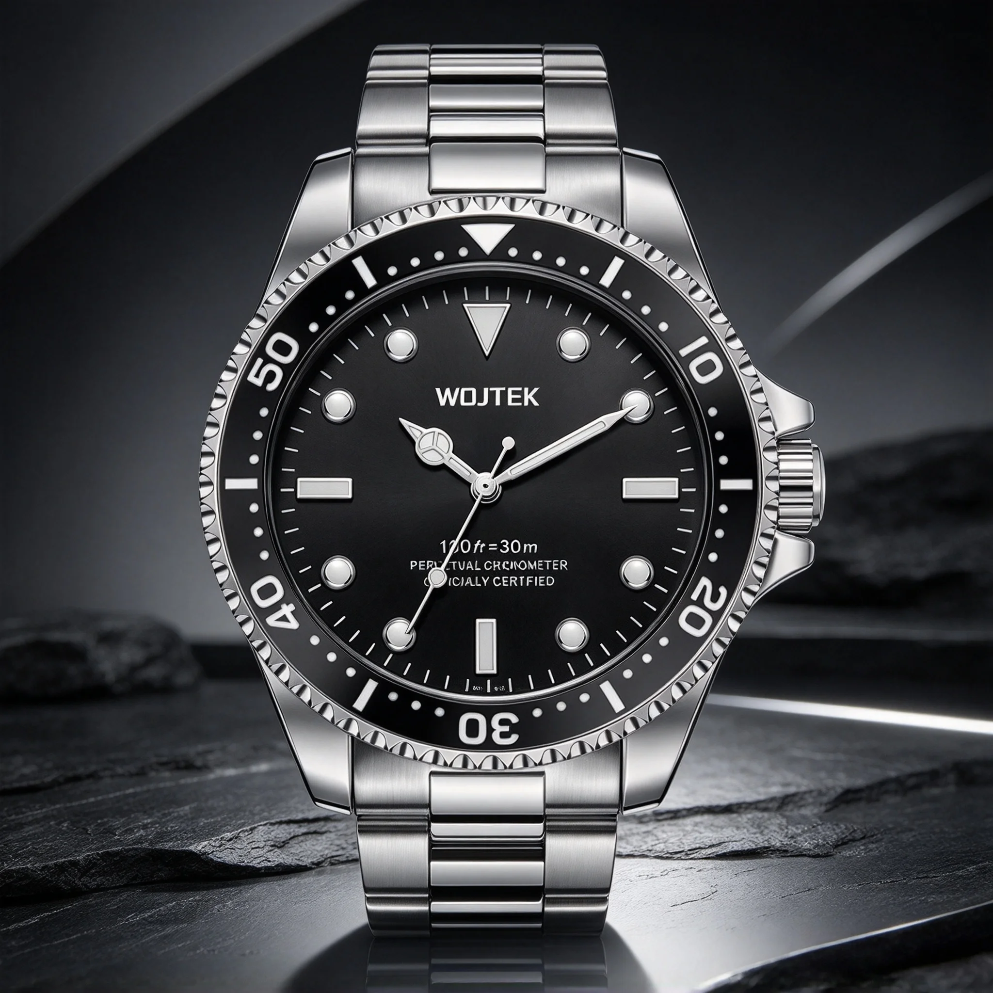 WOJTEK 801 Men Automatic Mechanical Watch,21 Jewels,Luminous Waterproof Stainless Steel Band,Fashion Business Diving Style Wrist
