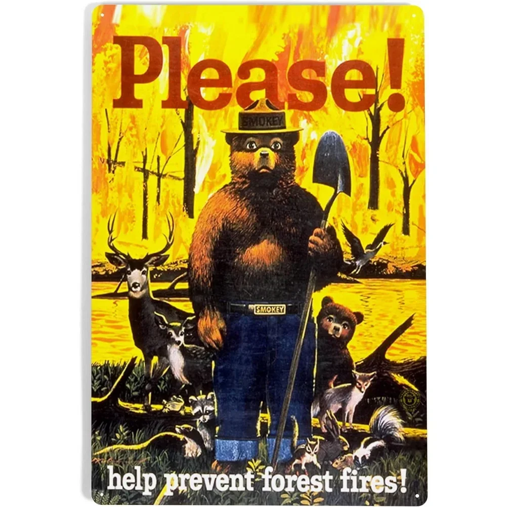 CIFBUY Vintage Smokey Bear Prevent Forest Fires Aluminum Tin Sign, Retro Warning Metal Plaque for Cabin Garage Home Wall Decor