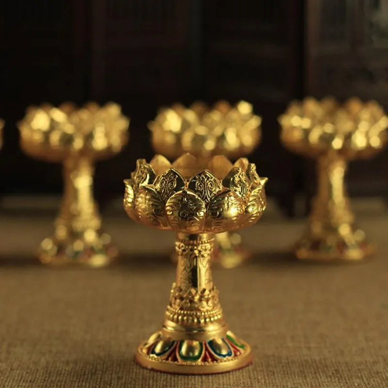 

1pc 7.7cm Tibetan Tranic Buddhist Alloy Metal Lotus Design Butter Lamp Base ,Temple/Home Putting Decorate Candle Base