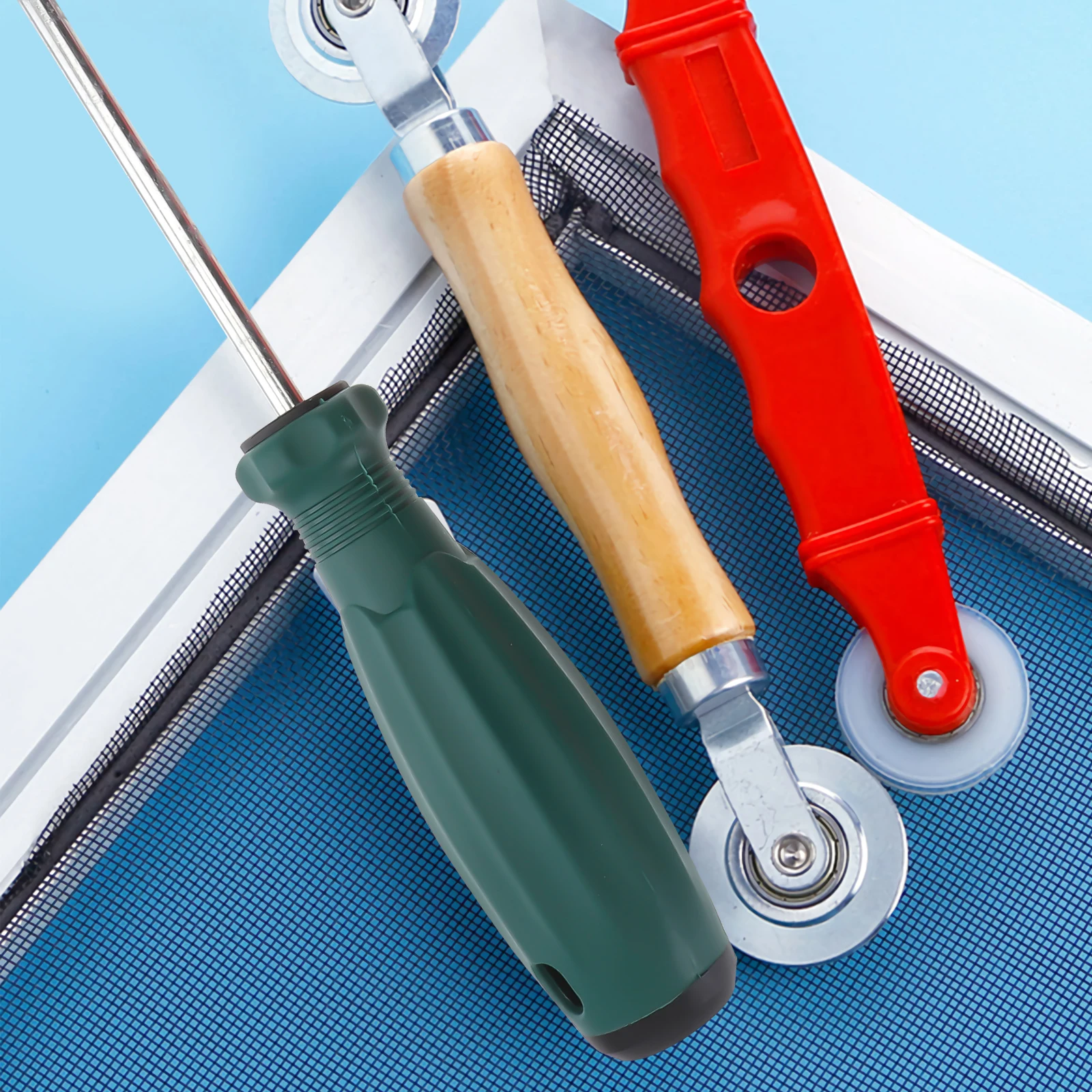 

1 set Screen Rolling Tool Plastic Handle Convex Concave Wheels Durable Spline Roller For Window Door Screen Replacement Install