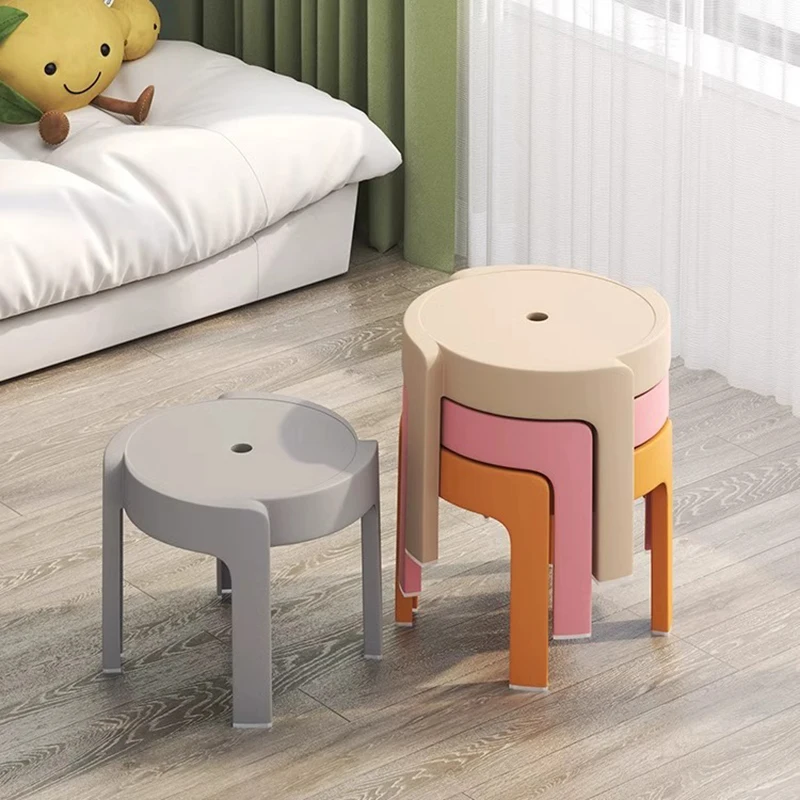 

Thickened Plastic Stool Non-Slip Bathroom Safe Stackable Round Ottoman for Adults Kids Indoor Outdoor Use