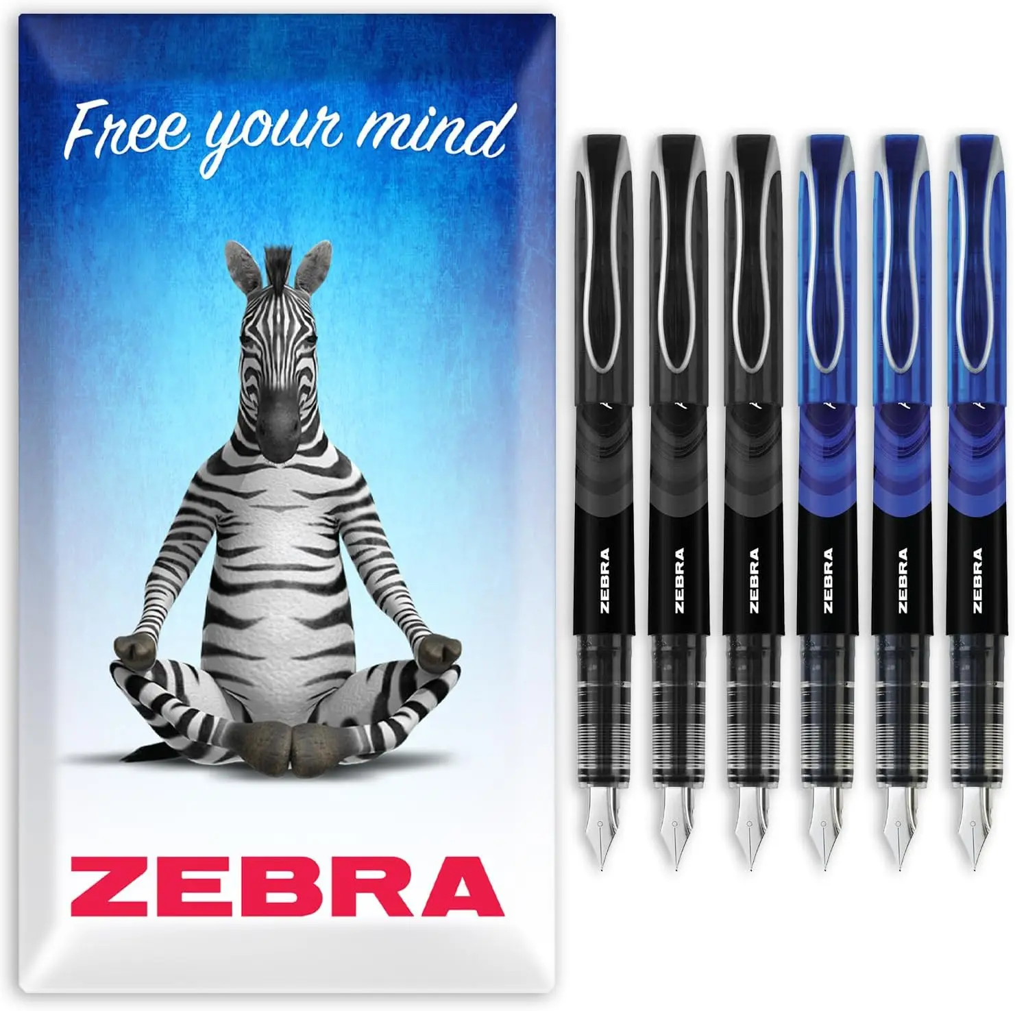 

Одноразовые перьевые ручки, набор из 6 штук с черными и синими чернилами в подарочной упаковке-конверте