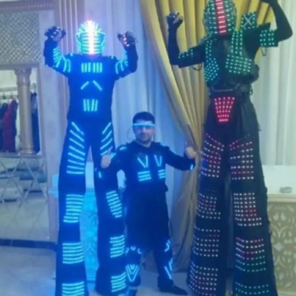 Party Stilts Walker LED Lights Costumes Robot Dance Suit For Music Festival DJ Show Party Performance Electronic