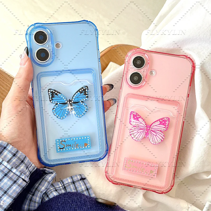 Vlinder Kaart Stijl Telefoon Case Voor POCO X7 X6 X5 Pro X3 NFC Xiaomi 14T 13T 12T 12 11 Lite Schokbestendig Transparante Kaart Tas