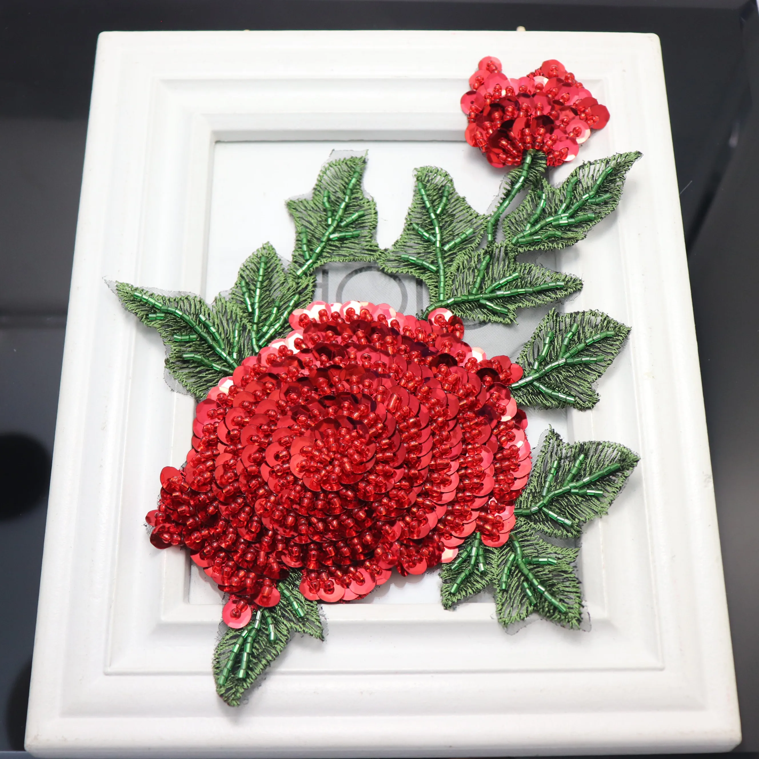 Hand-Nailed Beads Large Embroidery Flower Patch For Clothing Shoes And Hats DIY Accessories Decorative Hole Patch Appliqué