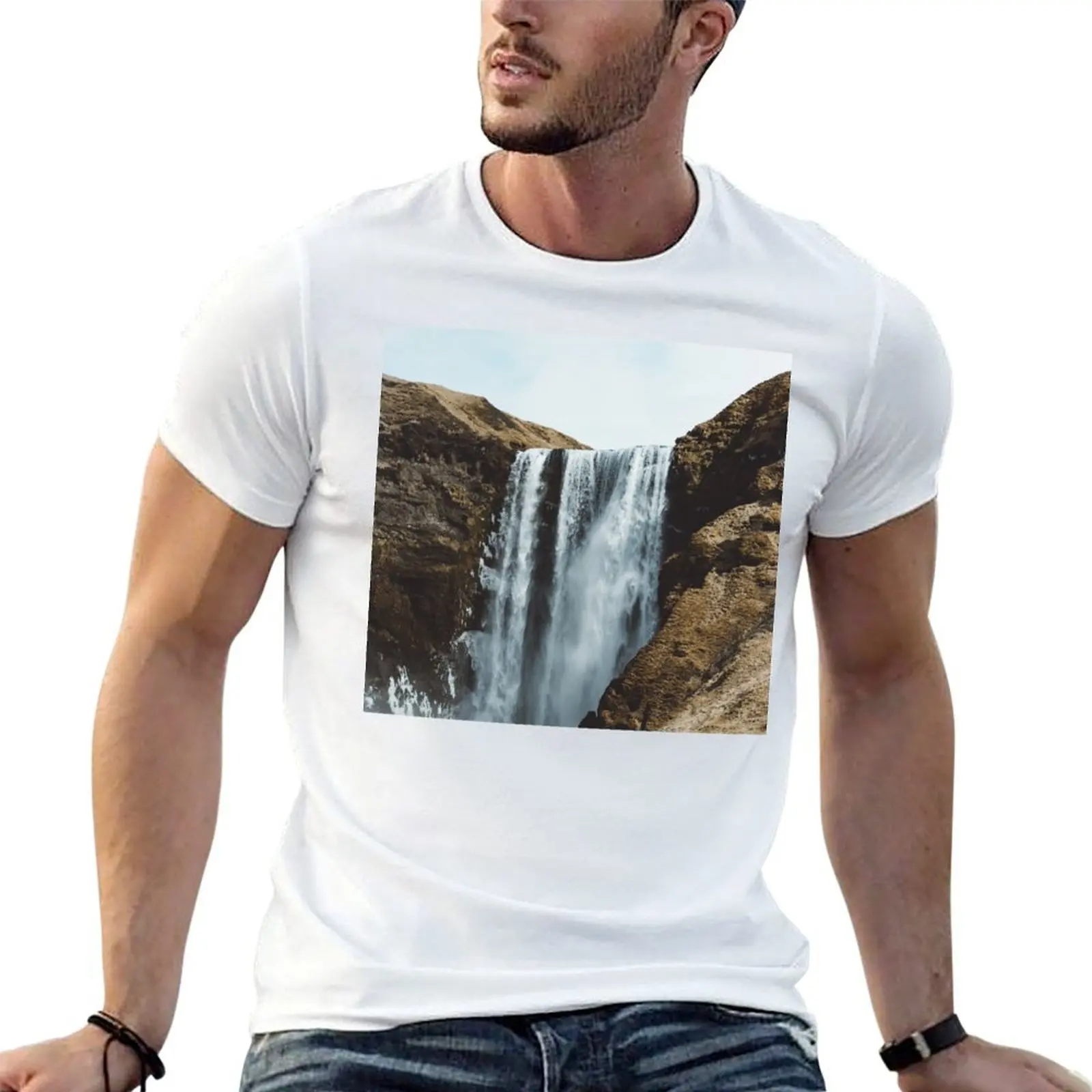 Футболка Most Stunning Waterfall, мужская футболка из 100% хлопка, забавные футболки, хлопковые футболки для мужчин, футболка приталенного кроя