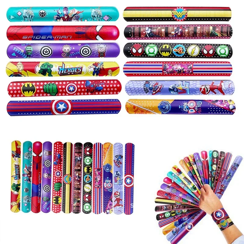 48-72pcs Disney Frozen Mickey Clap Circle Child 1st Multiple Styles Theme Birthday Party Decoration Kids Toy Gift Slap Bracelets