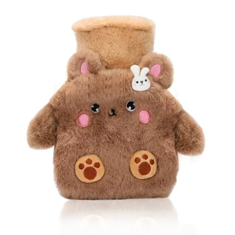 

Bear Rubber Hot Water Bottle with Soft Removable Knit Outer Lid, Classic Rubber Hot and Cold Water Bottle with Cute Image Hand