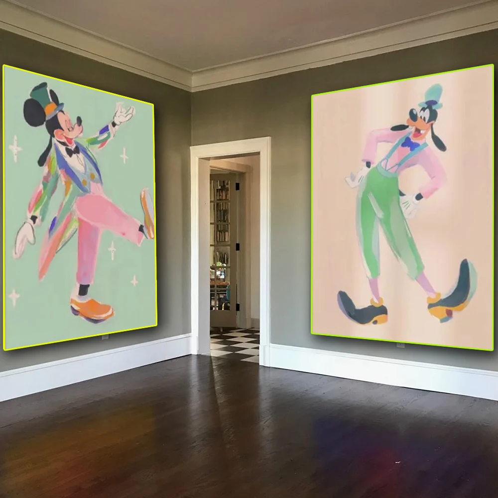 Póster de Mickey Mouse de Disney para decoración de sala de estar, estampado de dibujos animados del Pato Donald, lindo perro animal, pintura en lienzo de Pluto Goofy para pared A