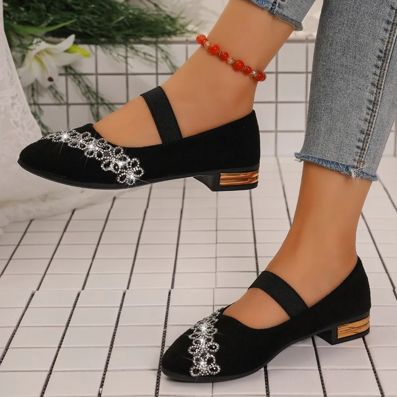Large Size Low-heeled Square-toe Pointed-toe Slip-on Suede Versatile Casual Shoes