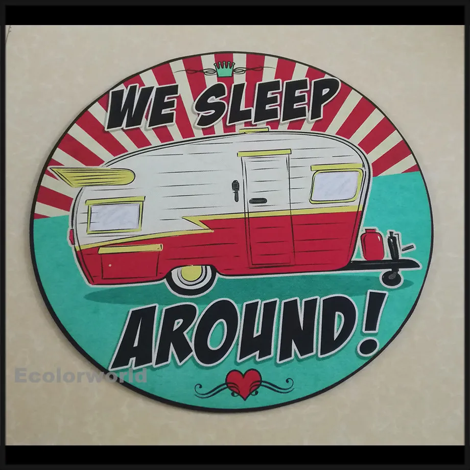 Campers Round Doormat Entrance Welcome Mat Circle Rugs Carpet Floor Mat For Camping Car Cafe Bar Shop Club Home Decor