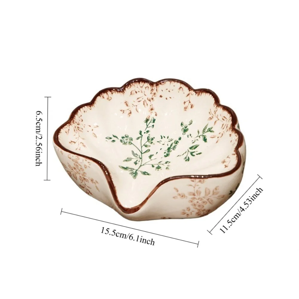 Retro Floral Shell Ceramic Soap Dish Drainer Bathroom Countertop Decorative Soap Holder
