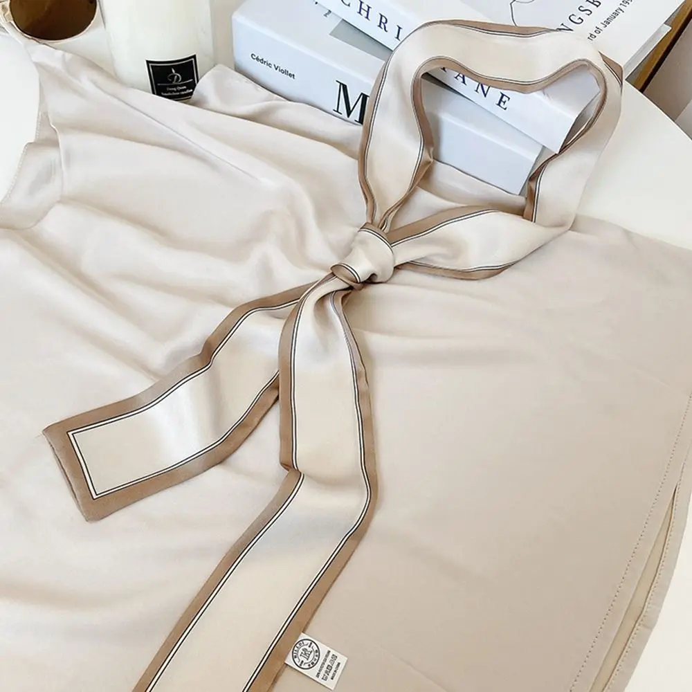 

Simple Stripe Printing Neckerchief Tie Ribbon Headband Wraps Silk Scarf Printed Scarf Korean Style Scarves Small Long Scarf