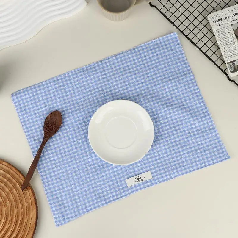 Plaid Cotton Insulated Placemat Table Coaster Pad for Dining Home Kitchen Photo Prop  Holder