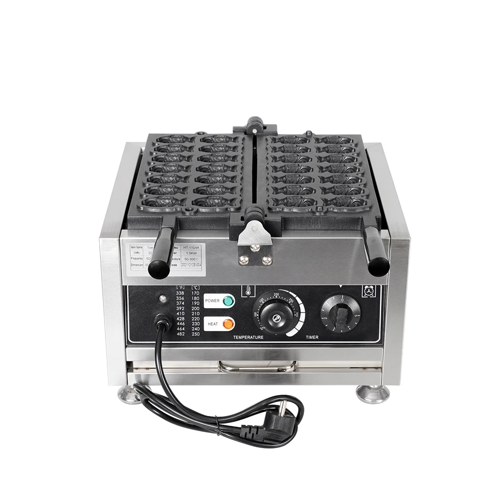 14Pcs Electric 110V 220V Non-stick Stainless Steel Janapese Fish Cake Taiyaki Waffle Maker Mini Fishes Shape Waflle Machine