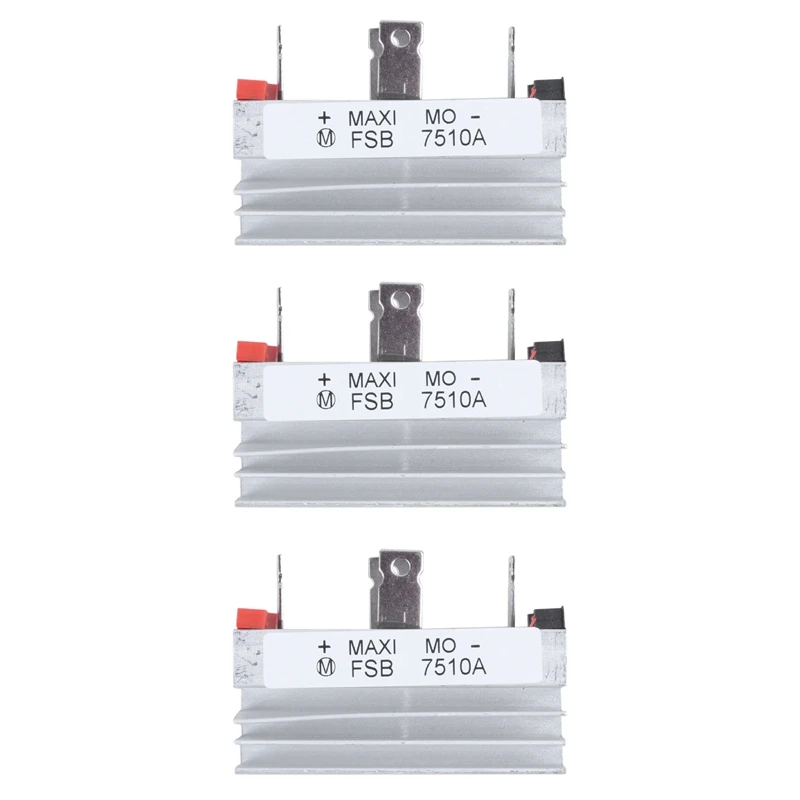 3X Aluminum Heatsink Base Single Phase Bridge Rectifier Diode 75A 1000V