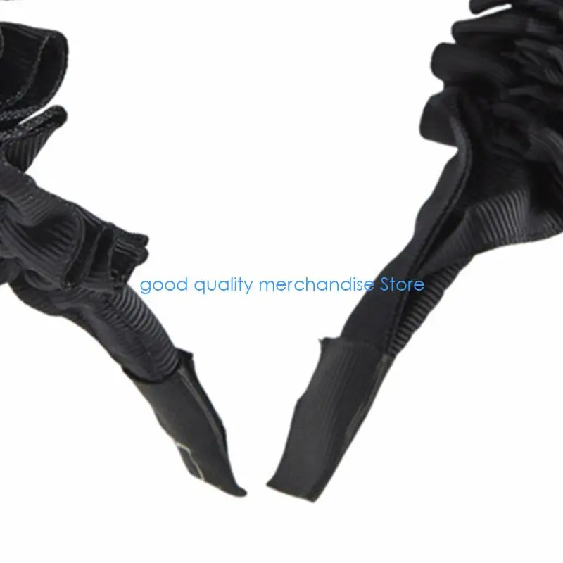 

Y5JD Y2k повязка на голову с пряжкой для женщин плиссированная повязка на голову черная повязка на голову в стиле Лолиты повязка