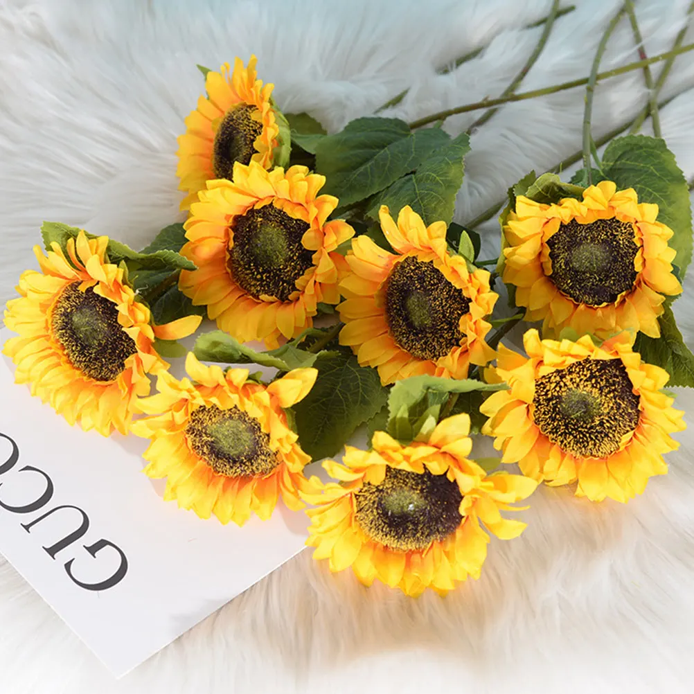 

10 Pcs Artificial Sunflower Decoration Bright Color Lifelike Appearance Wedding Party Outdoor Home Decor Fake Flowers