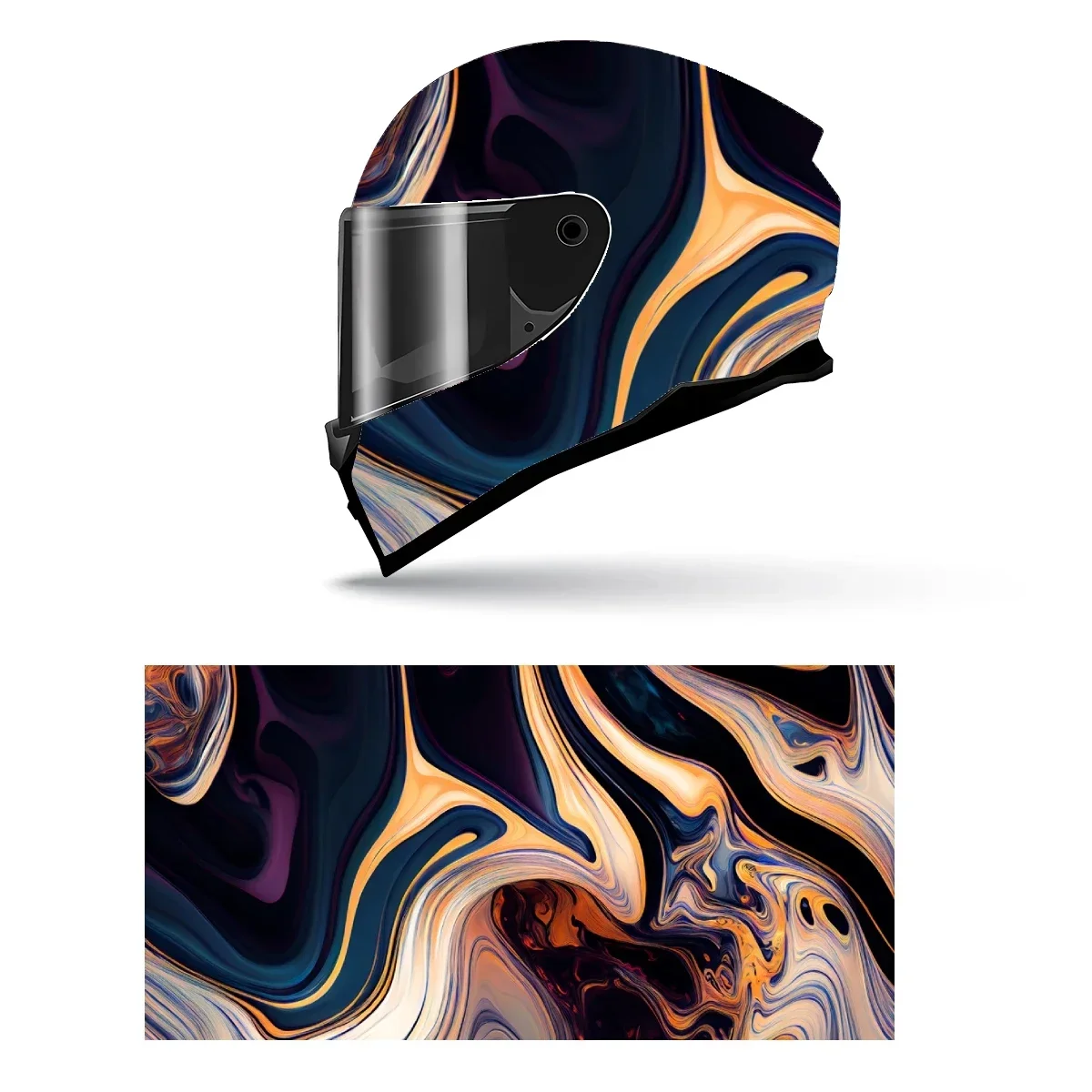 

Luxury Fluid Art Abstract Full Helmet Wrap Sticker Motorcycle Helmet Racing Graphic Decal Vinyl Wrap Helmet Decorative Sticker