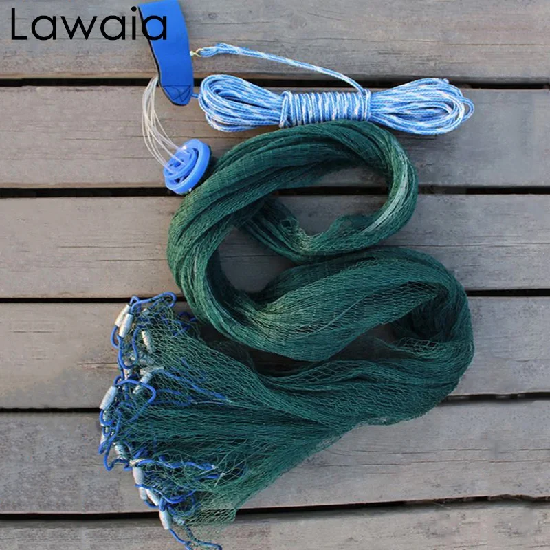 

Lawaia Hand Throw Cast Nets Green Twisted Wire Fishing Net with Iron Pendant Outdoor Fishing Network for Men Durable Green Lines