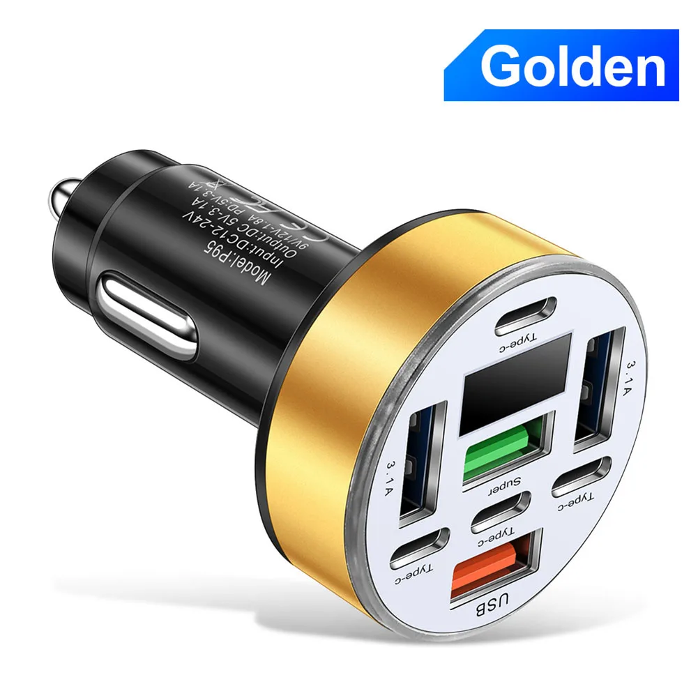 

8 Port Car Fast Charger 40W Power with Voltage Digital Display Ideal for Charging Multiple Devices Simultaneously