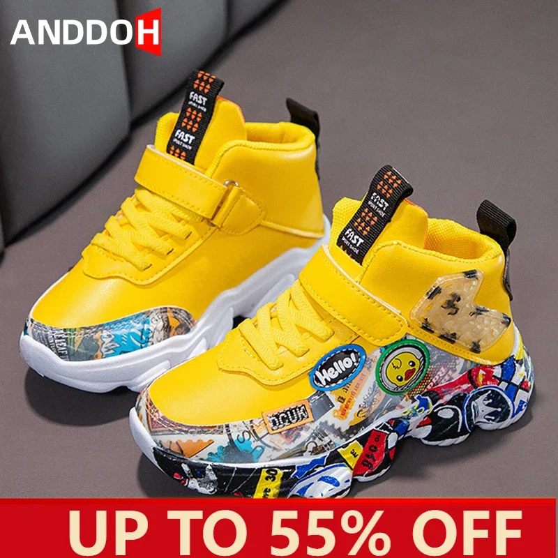 

Size 26-36 Children Sports Sneakers for Girls Kid Cartoon Graffiti Pattern Casual Shoes Boys Basketball Shoe chaussures de sport