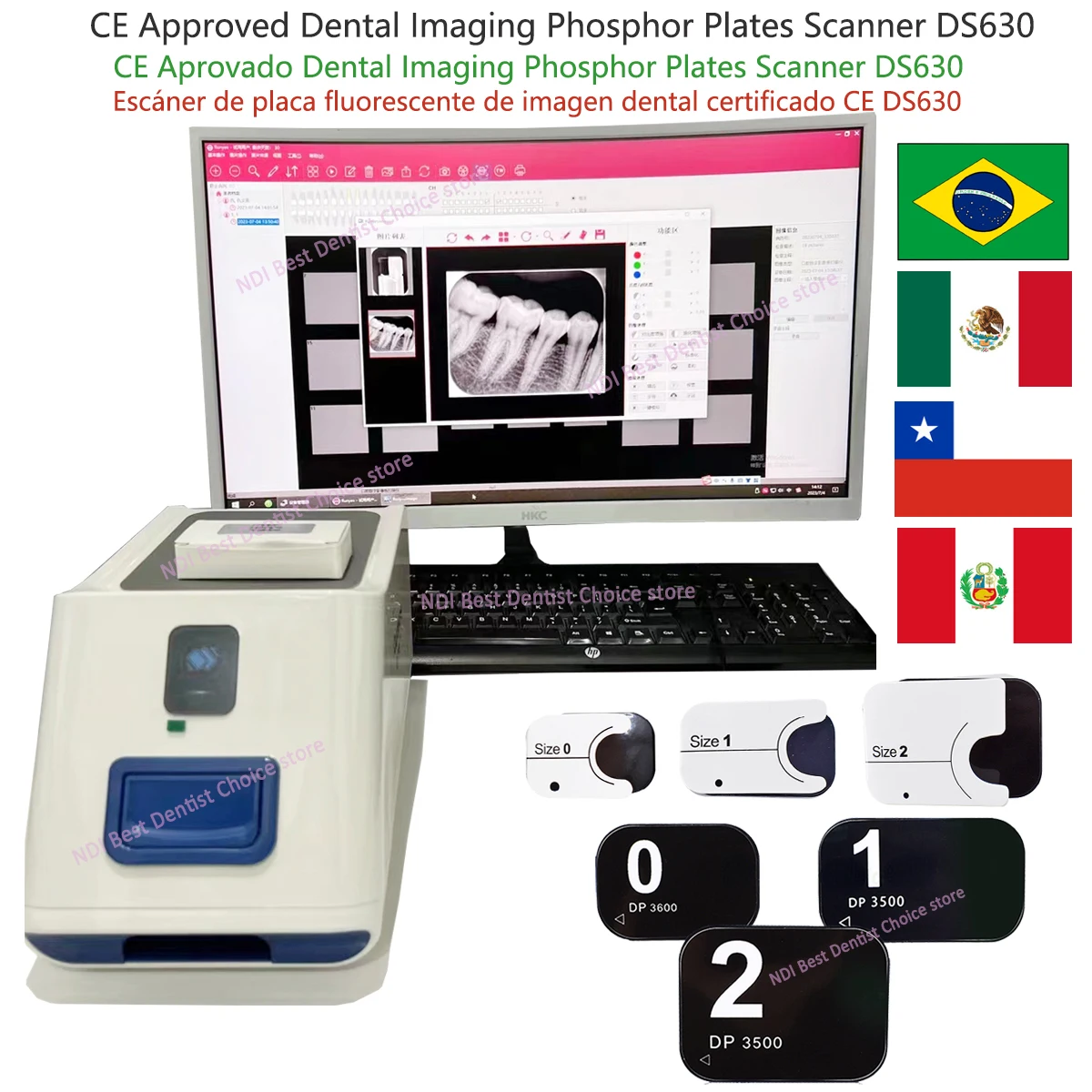 CE Approved Imaging Plate Scanner Size 0/1/2/3 Dental Digital X-ray Image Scanner for Mexico Dentist Imaging Plate Reading Used