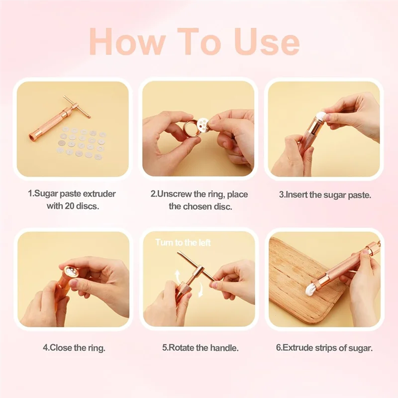 الطين الطارد، فندان الطارد الفولاذ المقاوم للصدأ الطين الطارد مع 20 قرص، معجون السكر بثق أداة تزيين الكعكة Set-B61B