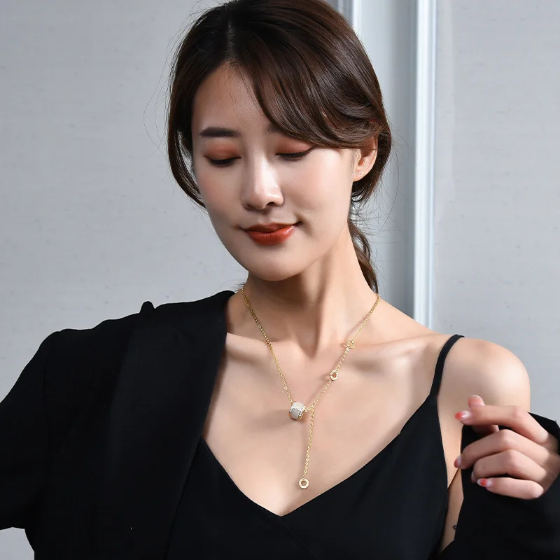 Ожерелье с маленькой талией, модный женский кулон с камнем «кошачий глаз», элегантное и модное колье.