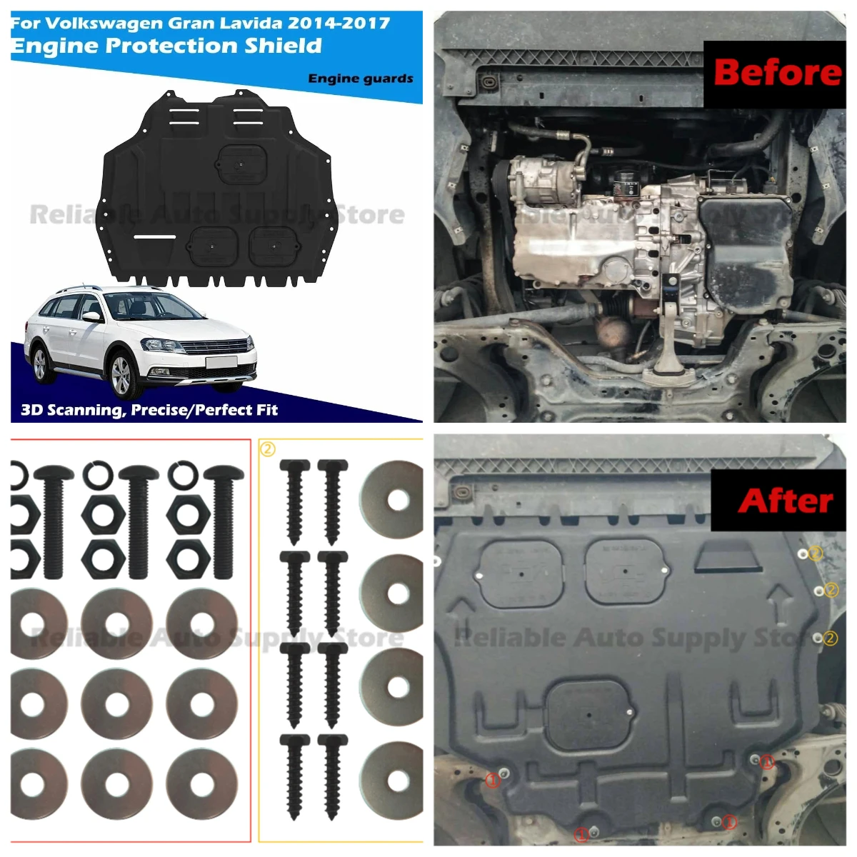 

Heavy Duty Engine Shield Plate High Temperature Resistant Anti Rust Underbody Cover For Volkswagen Gran Lavida 2014-2017