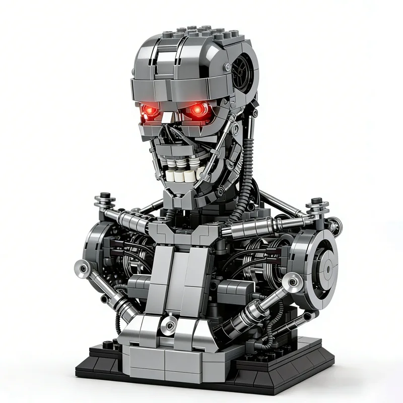 IN STOCK MOC Technical Mechanical Terminator Building Blocks Model Half-body Head Bricks DIY Toys for Children Birthday Gift Set